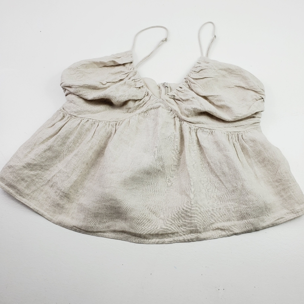 J.Crew Women v neck Camisole gathered Flax Cami Top Adjustable Strap Size Small